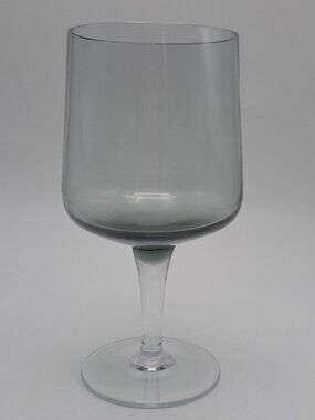MCM Gray Smoke Wine/Water Goblet Clear Stem 12 Fl Oz Mid-Century Modern Glass
